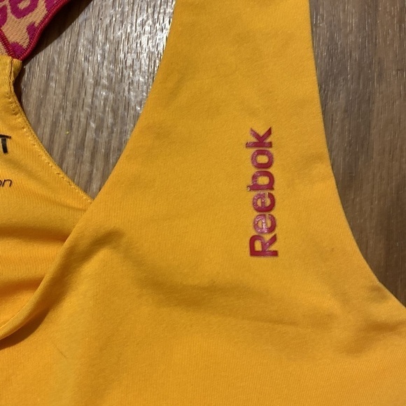 REEBOK WorkOut Ready Collection Mustard Yellow Racerback Tank Top  Bra Support - Picture 7 of 8